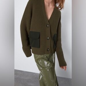 Zara Taupe Ribbed Cardigan